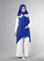 Vêtements hijab BLEU MARINE T 3745 S_VUP Erkek Yaka Yarımkol Yelek