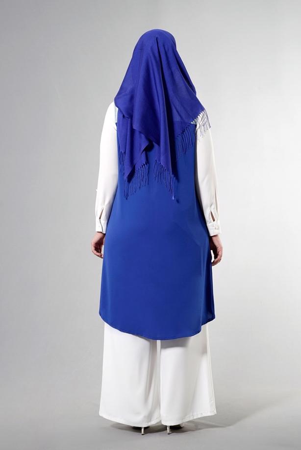 Vêtements hijab BLEU MARINE T 3745 S_VUP Erkek Yaka Yarımkol Yelek - TRENDTESETTÜR
