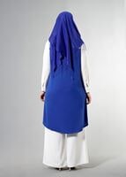 Vêtements hijab BLEU MARINE T 3745 S_VUP Erkek Yaka Yarımkol Yelek
