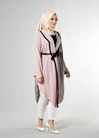 Hijab clothing POWDER T 3790 S_VUP  Etnik Desenli Kuşaklı Ceket