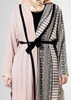 Hijab clothing POWDER T 3790 S_VUP  Etnik Desenli Kuşaklı Ceket