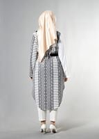 Vêtements hijab CRÈME T 3790 S_VUP  Etnik Desenli Kuşaklı Ceket