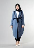 Hijab clothing NAVY BLUE T 3790 S_VUP  Etnik Desenli Kuşaklı Ceket