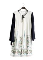 Hijab clothing NAVY BLUE T 3801 S-VUP Desenli Renkli Tunik