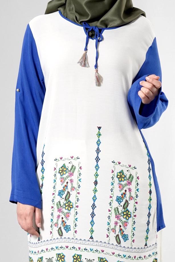 Vêtements hijab  T 3801 S-VUP Desenli Renkli Tunik - TRENDTESETTÜR