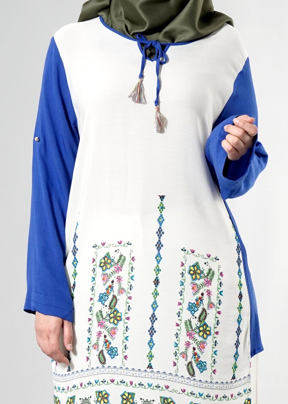 Vêtements hijab BLEU MARINE T 3801 S-VUP Desenli Renkli Tunik