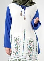 Vêtements hijab BLEU MARINE T 3801 S-VUP Desenli Renkli Tunik