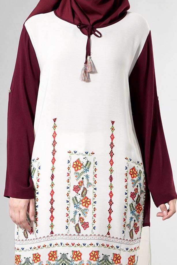 Vêtements hijab  T 3801 S-VUP Desenli Renkli Tunik - TRENDTESETTÜR