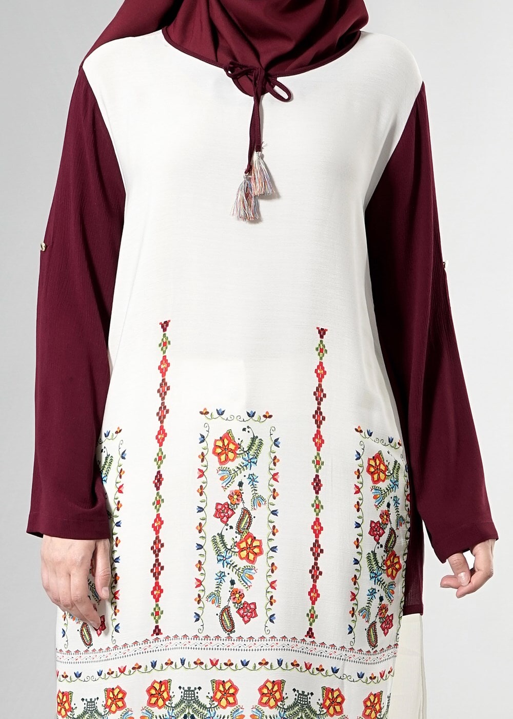 Hijab clothing PURPLE T 3801 S-VUP Desenli Renkli Tunik