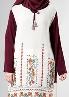 Vêtements hijab POURPRE T 3801 S-VUP Desenli Renkli Tunik