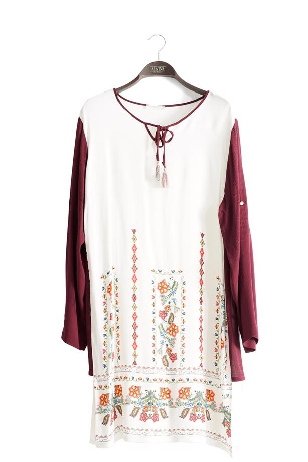 Vêtements hijab  T 3801 S-VUP Desenli Renkli Tunik - TRENDTESETTÜR