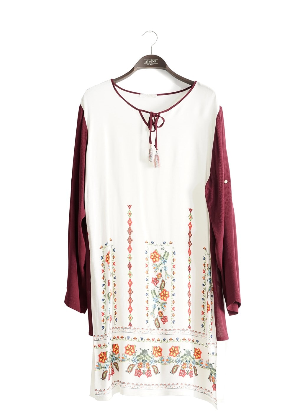 Vêtements hijab POURPRE T 3801 S-VUP Desenli Renkli Tunik