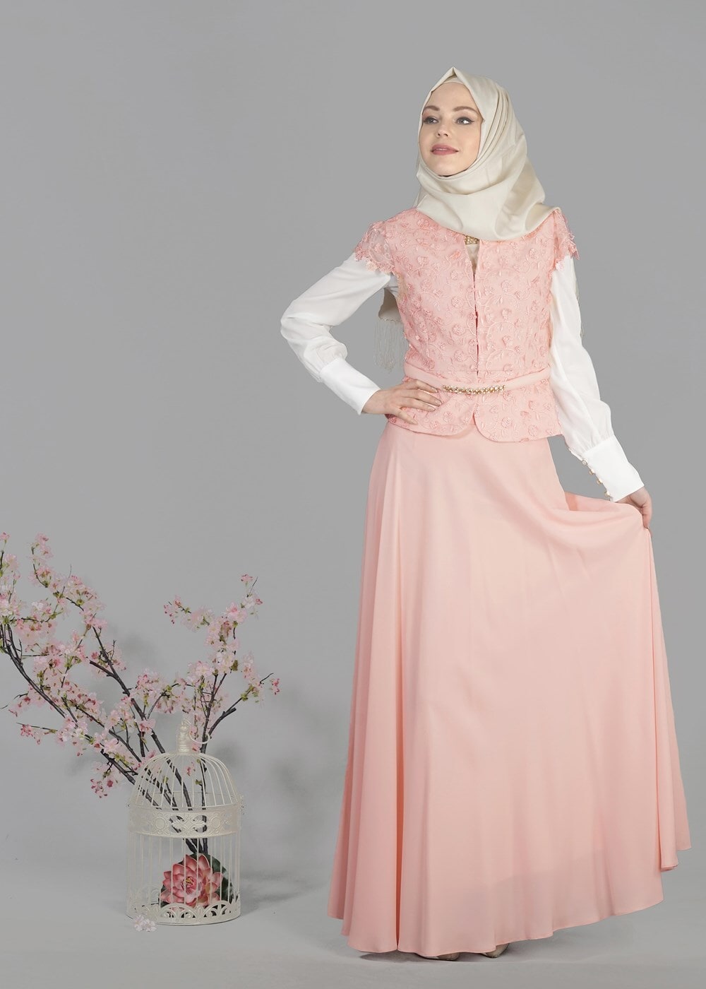 Tesettür giyim PUDRA T 3083E Mini Burble 3Lü Etk.Tkm-Alv Fashion