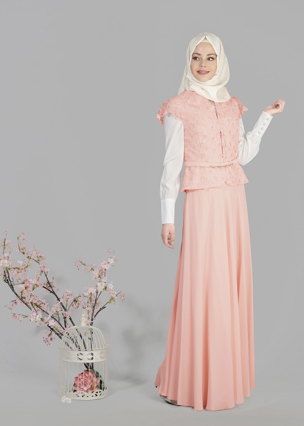 Tesettür giyim PUDRA T 3083E Mini Burble 3Lü Etk.Tkm-Alv Fashion