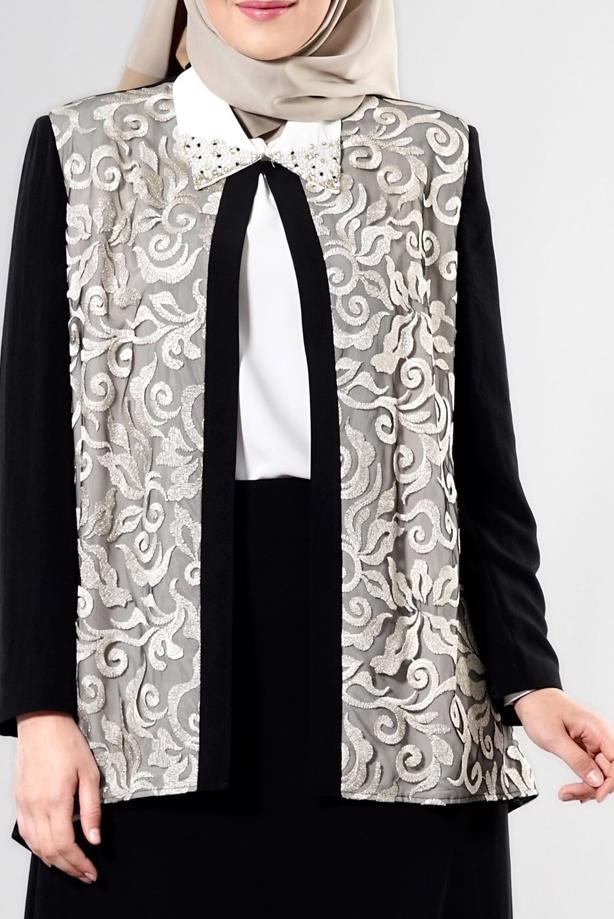 Hijab clothing BLACK T 3101E Brode 3lü Etk. Tesettür Tkm-Alv Fashion - TRENDTESETTÜR