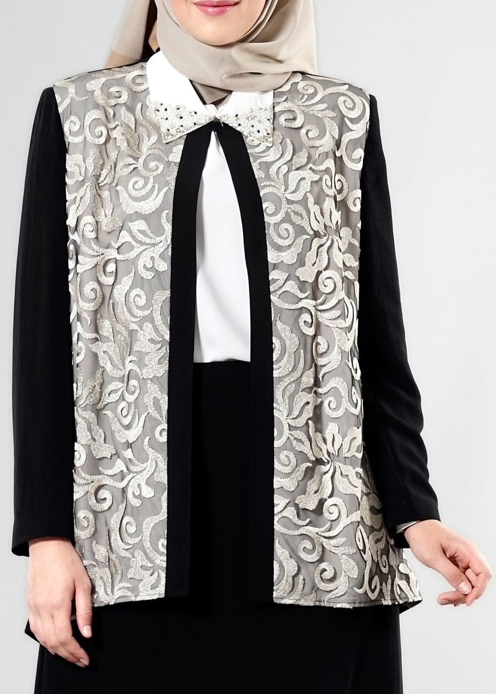 Tesettür giyim SİYAH T 3101E Brode 3lü Etk. Tesettür Tkm-Alv Fashion