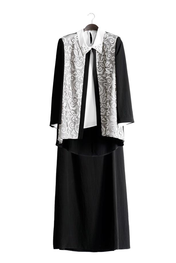 Hijab clothing BLACK T 3101E Brode 3lü Etk. Tesettür Tkm-Alv Fashion - TRENDTESETTÜR