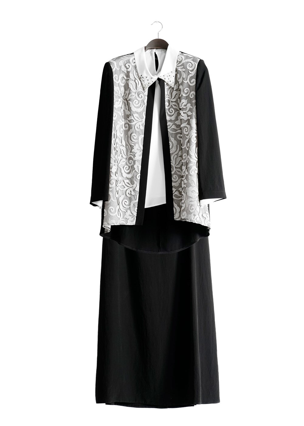 Hijab clothing BLACK T 3101E Brode 3lü Etk. Tesettür Tkm-Alv Fashion