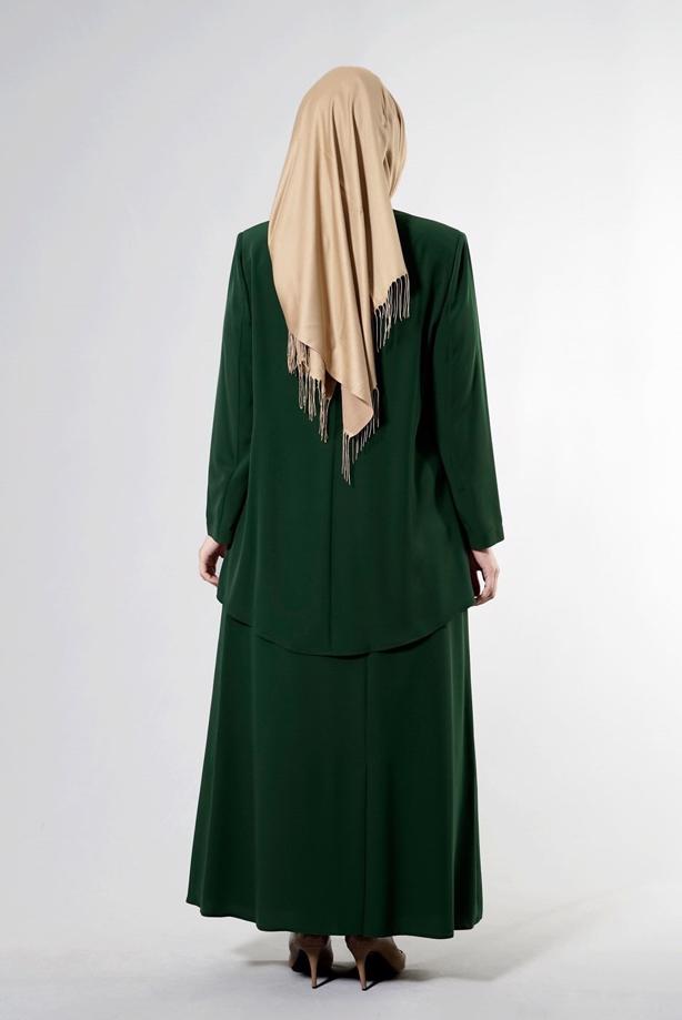 Hijab clothing GREEN T 3101E Brode 3lü Etk. Tesettür Tkm-Alv Fashion - TRENDTESETTÜR