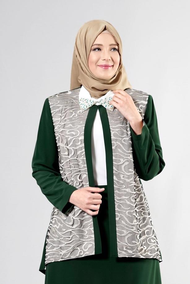Hijab clothing GREEN T 3101E Brode 3lü Etk. Tesettür Tkm-Alv Fashion - TRENDTESETTÜR