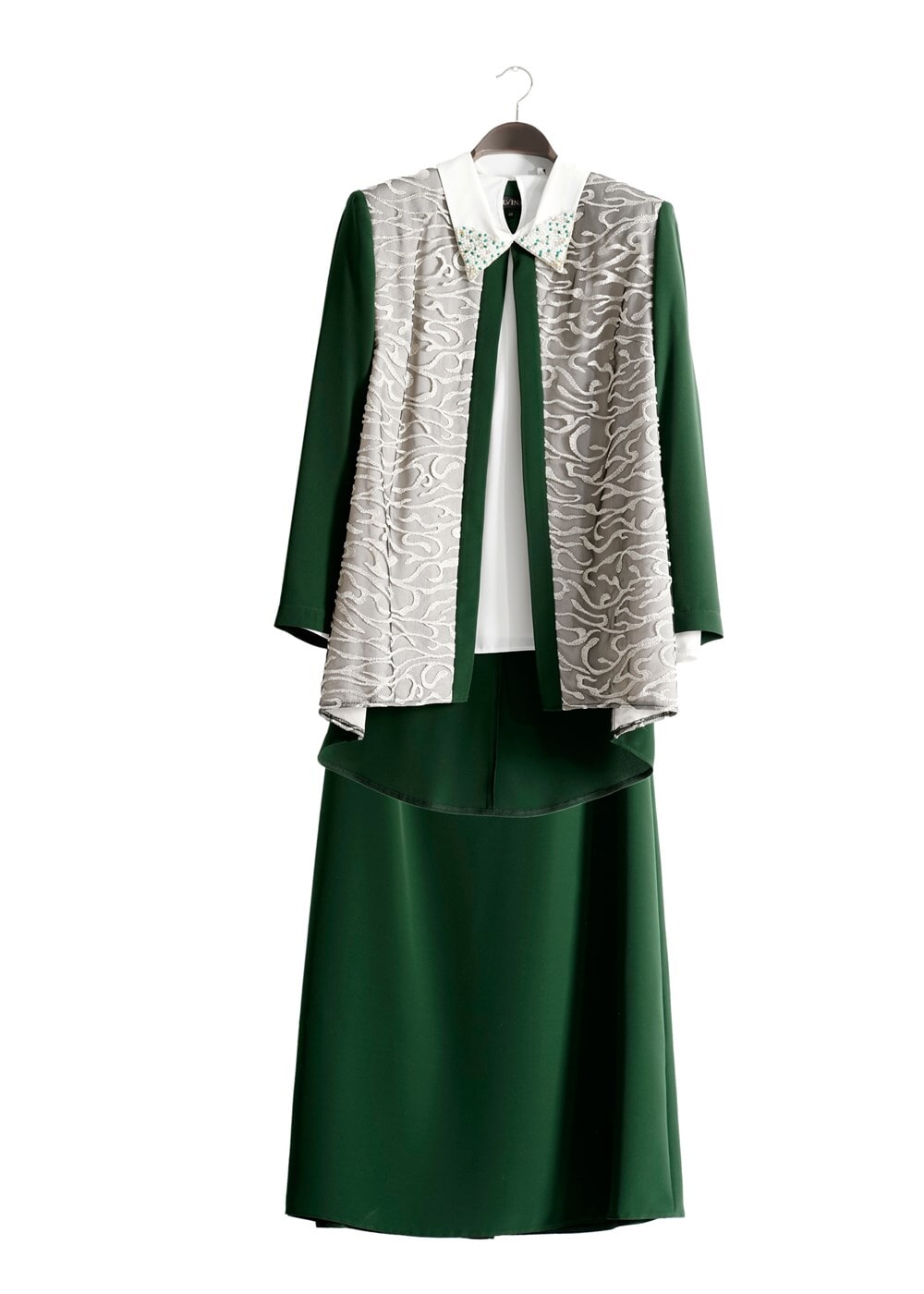 Hijab clothing GREEN T 3101E Brode 3lü Etk. Tesettür Tkm-Alv Fashion