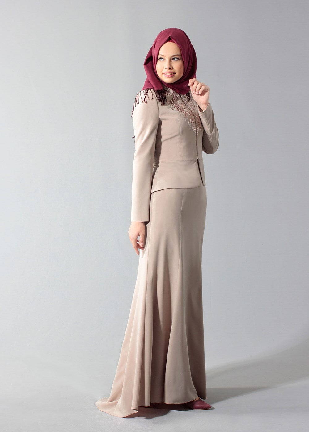 Tesettür giyim BEJ T 3131E Mini Burble Tesettür Etk.Tkm-Alv Fashion