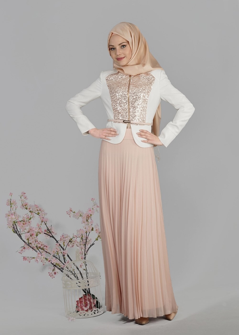 Tesettür giyim PUDRA T 3152E New Multi Şifon 2Li Tesettür Etk.Tkm-Alv Fashion