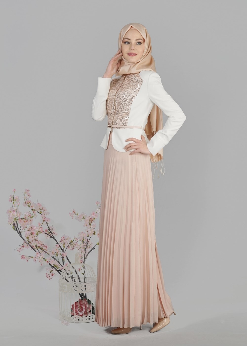 Tesettür giyim PUDRA T 3152E New Multi Şifon 2Li Tesettür Etk.Tkm-Alv Fashion