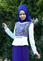 Vêtements hijab BLEU MARINE ROBE DE SOIRÉE MOTIF DÉTAIL BIJOU T 3140