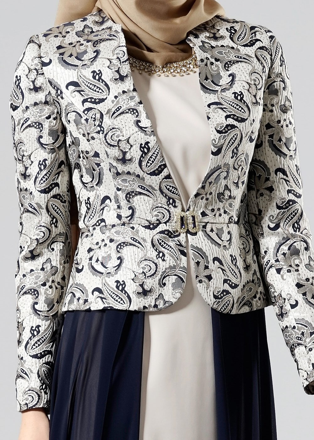 Tesettür giyim LACİVERT T 3095 Jakar 2&prime;li Elb.Tkm.-Alv Fashion