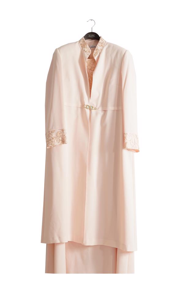 Hijab clothing POWDER GUIPURE DETAIL DRESS SUIT 3096 - TRENDTESETTÜR