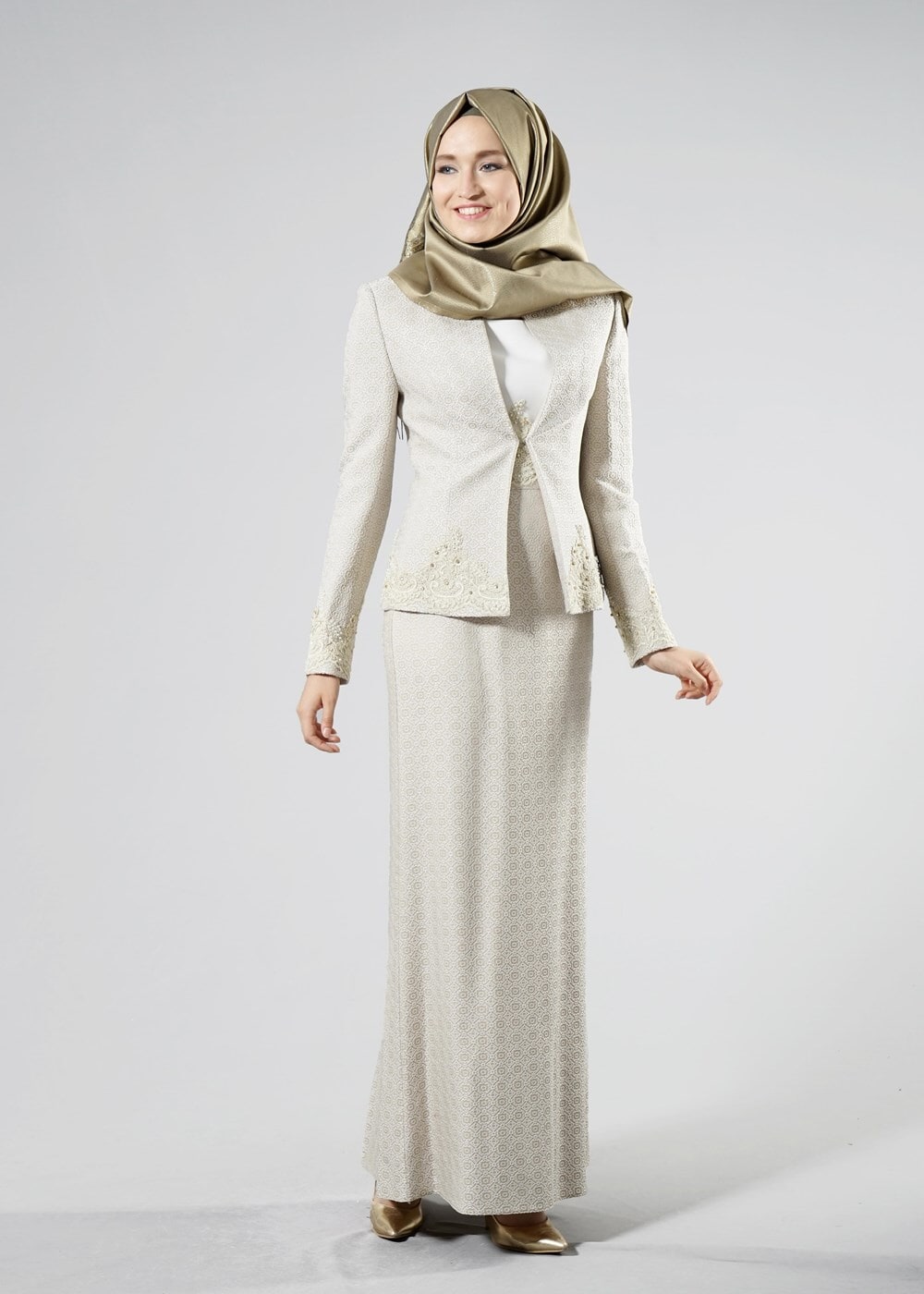 Hijab clothing BEIGE T 3121 Jakar 2Li Tesettür Elb.Tkm-Alv Fashion