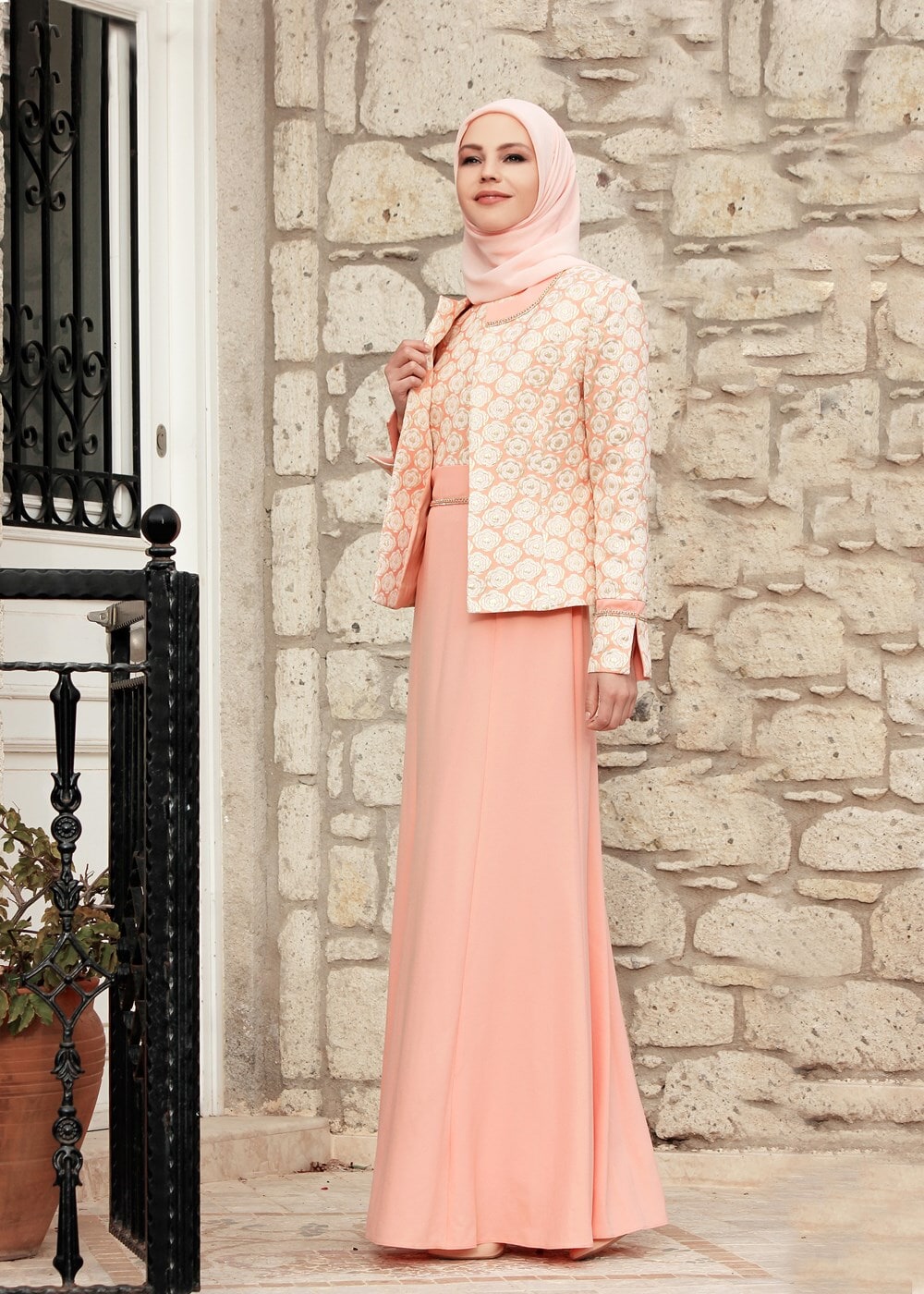 Tesettür giyim PUDRA T 3143 Jakar 2li Tesettür Elb.Tkm-Alv Fashion