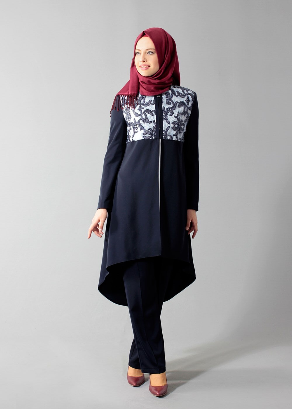 Tesettür giyim LACİVERT T 3093P Elite Tesettür 3lü Pnt.Tkm-Alv Fashion