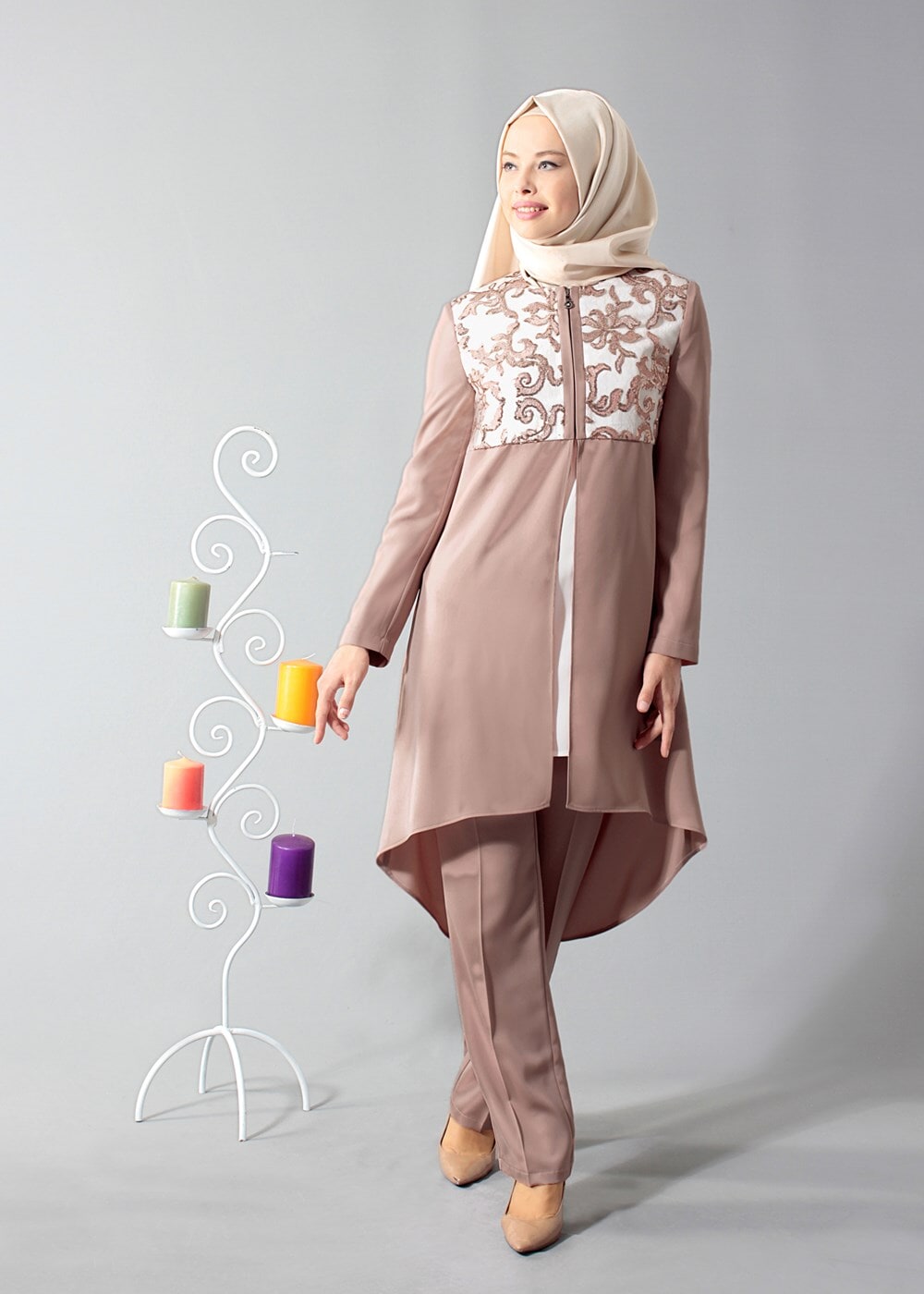 Tesettür giyim KAHVE T 3093P Elite Tesettür 3lü Pnt.Tkm-Alv Fashion