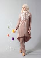 Tesettür giyim KAHVE T 3093P Elite Tesettür 3lü Pnt.Tkm-Alv Fashion