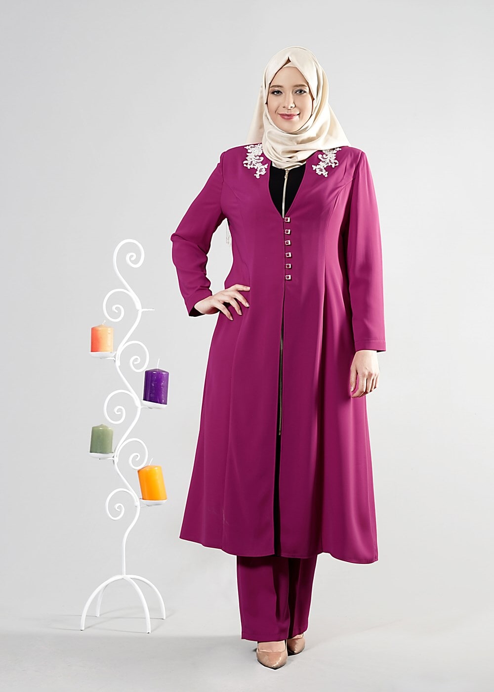 Tesettür giyim FUŞYA T 3129P Farah Tesettür Pnt Tkm-Alv Fashion