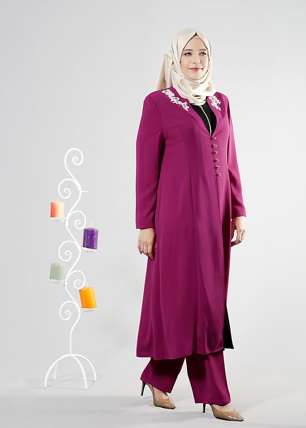 Tesettür giyim FUŞYA T 3129P Farah Tesettür Pnt Tkm-Alv Fashion