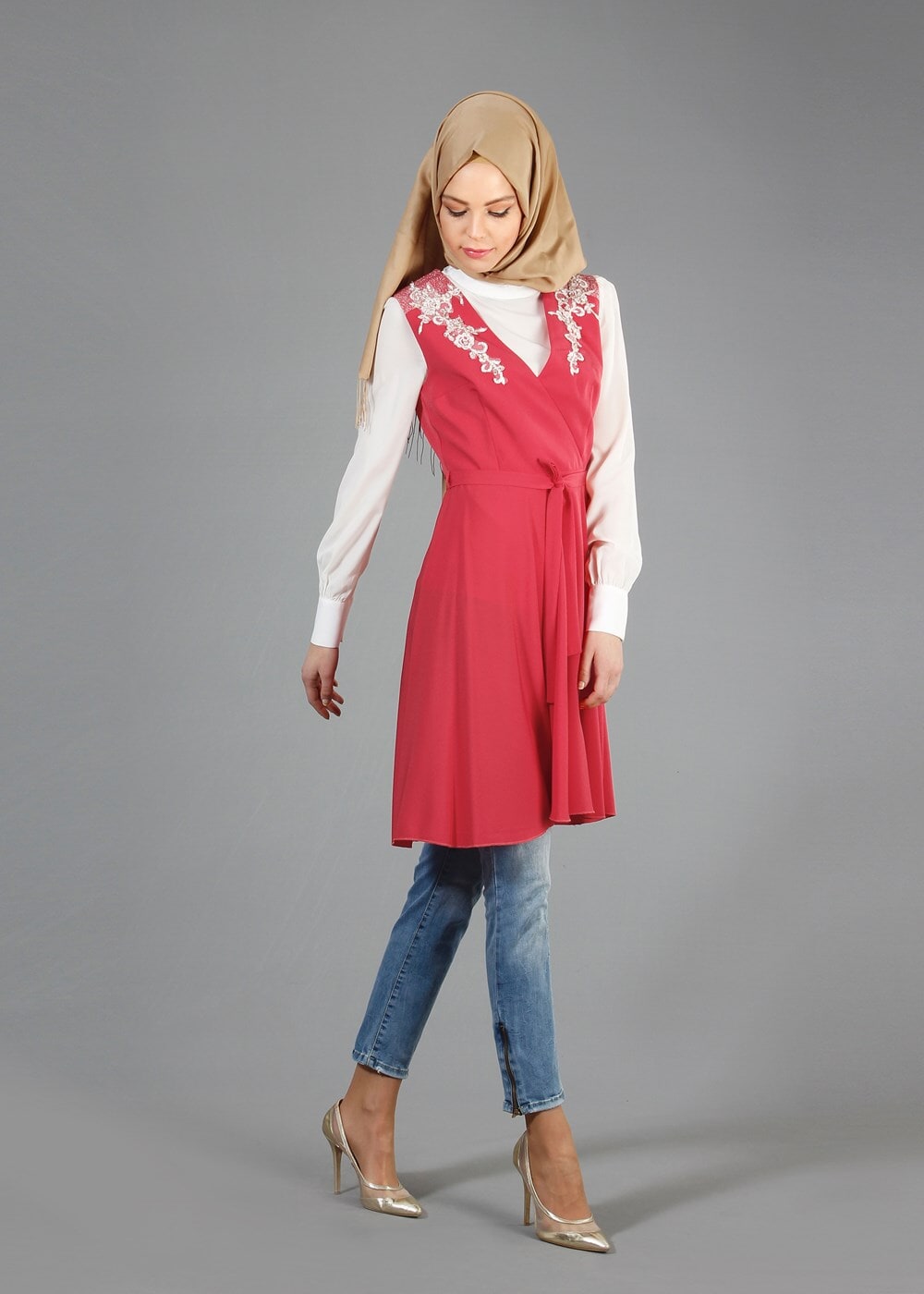 Tesettür giyim MERCAN T 4723 Sheraton Tesettür Tunik-Alv Fashion