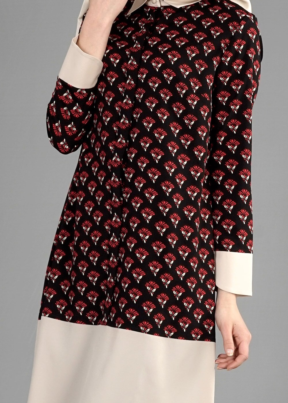 Tesettür giyim SİYAH T 4776 Emp.Crep Tesettür Tunik-Alv Fashion