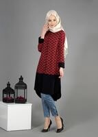 Tesettür giyim BORDO T 4776 Emp.Crep Tesettür Tunik-Alv Fashion