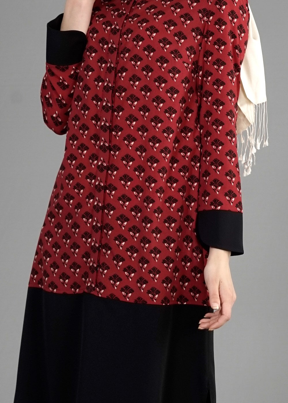 Tesettür giyim BORDO T 4776 Emp.Crep Tesettür Tunik-Alv Fashion