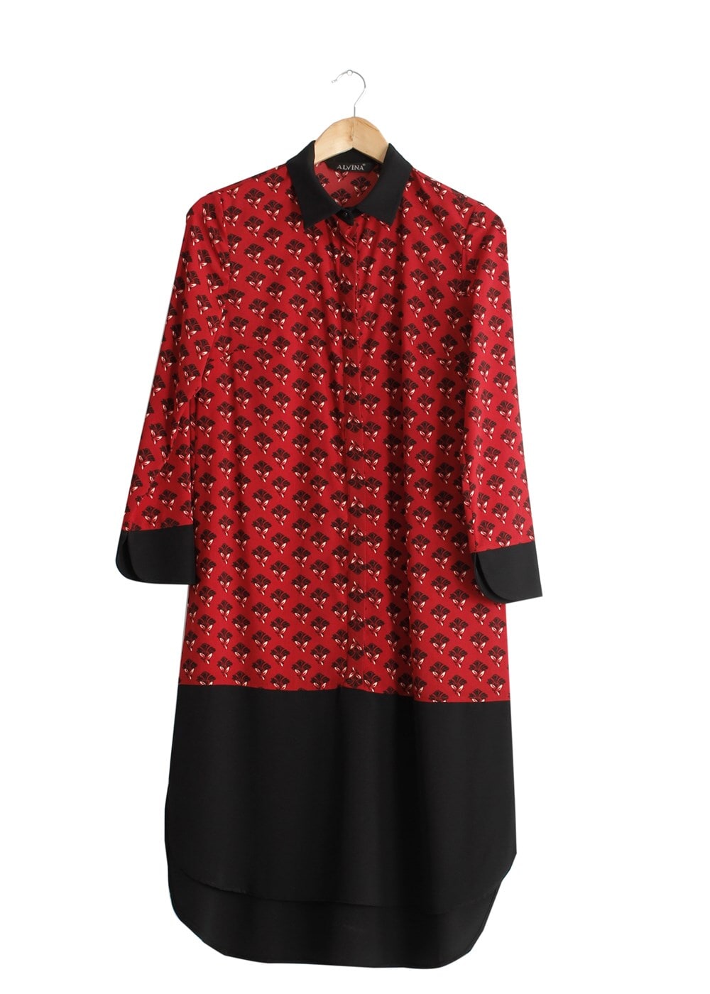 Tesettür giyim BORDO T 4776 Emp.Crep Tesettür Tunik-Alv Fashion