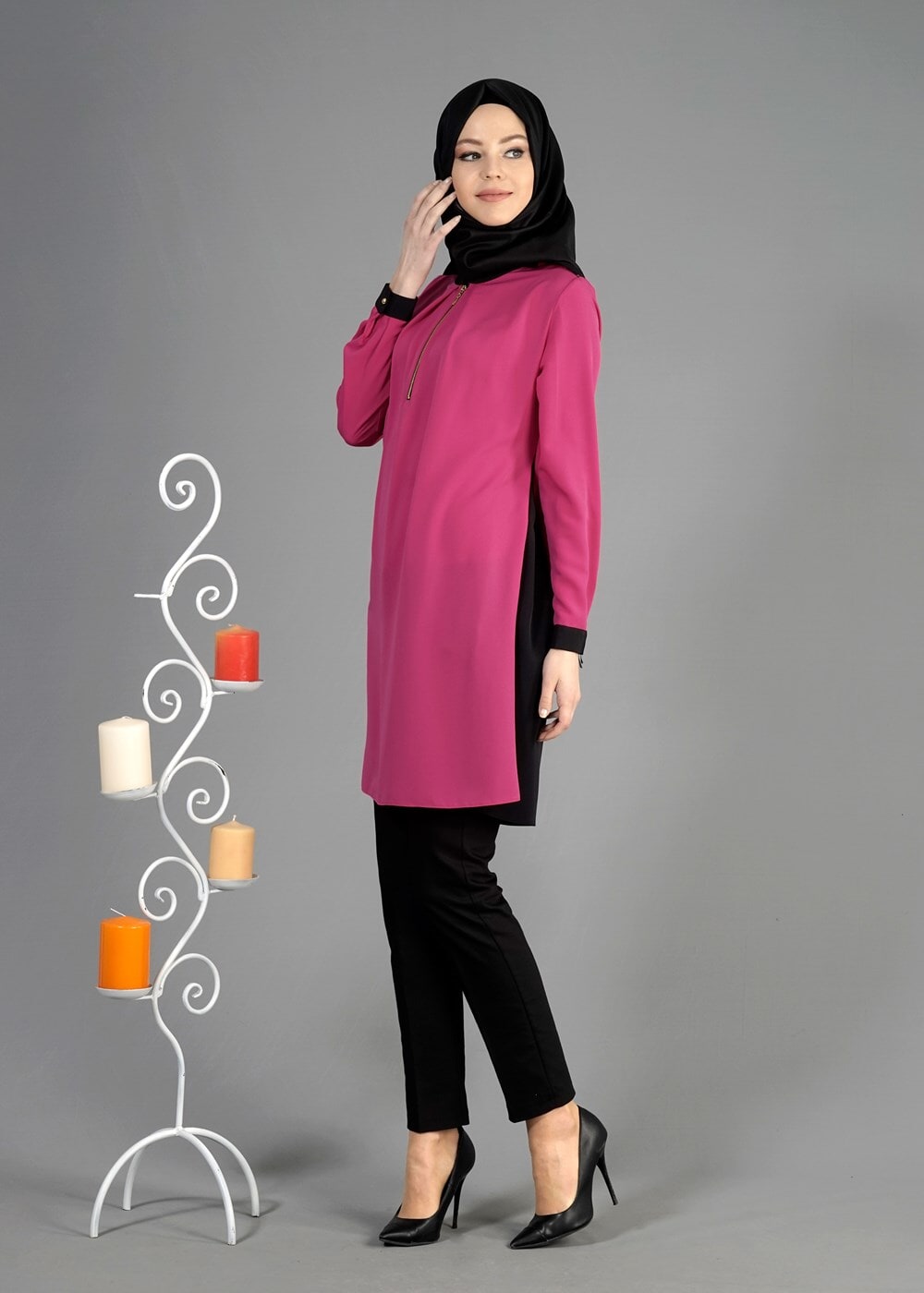 Tesettür giyim FUŞYA T 4836 Almeda Tesettür Tunik-Alv Fashion