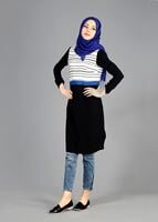 Tesettür giyim SİYAH T 4922 Rosa Düz Tesettür Tunik-Alv Fashion