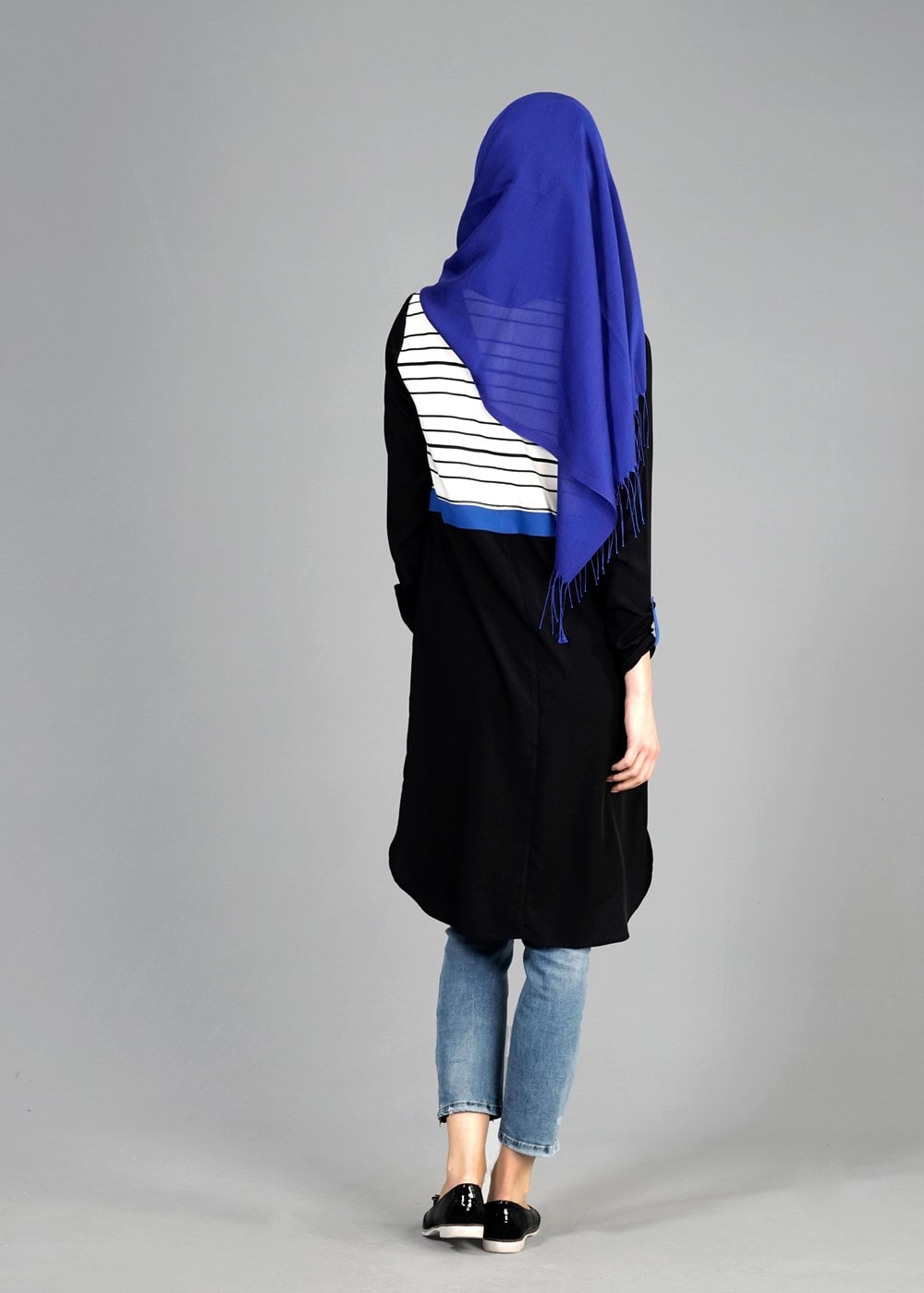 Tesettür giyim SİYAH T 4922 Rosa Düz Tesettür Tunik-Alv Fashion