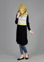 Tesettür giyim SİYAH T 4922 Rosa Düz Tesettür Tunik-Alv Fashion