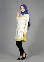 Tesettür giyim YEŞİL T 4958 Yakma Tesettür Tunik-Alv Fashion