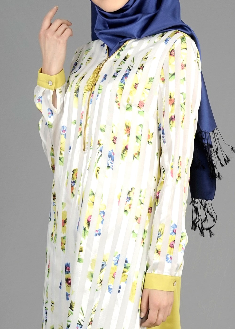 Tesettür giyim YEŞİL T 4958 Yakma Tesettür Tunik-Alv Fashion