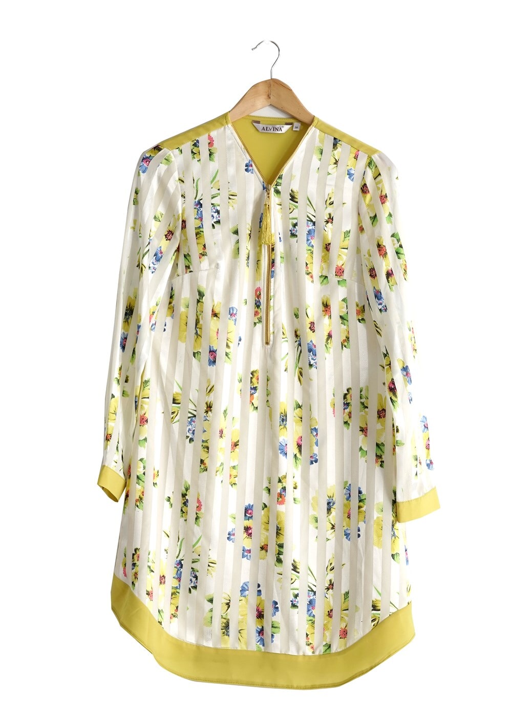 Tesettür giyim YEŞİL T 4958 Yakma Tesettür Tunik-Alv Fashion